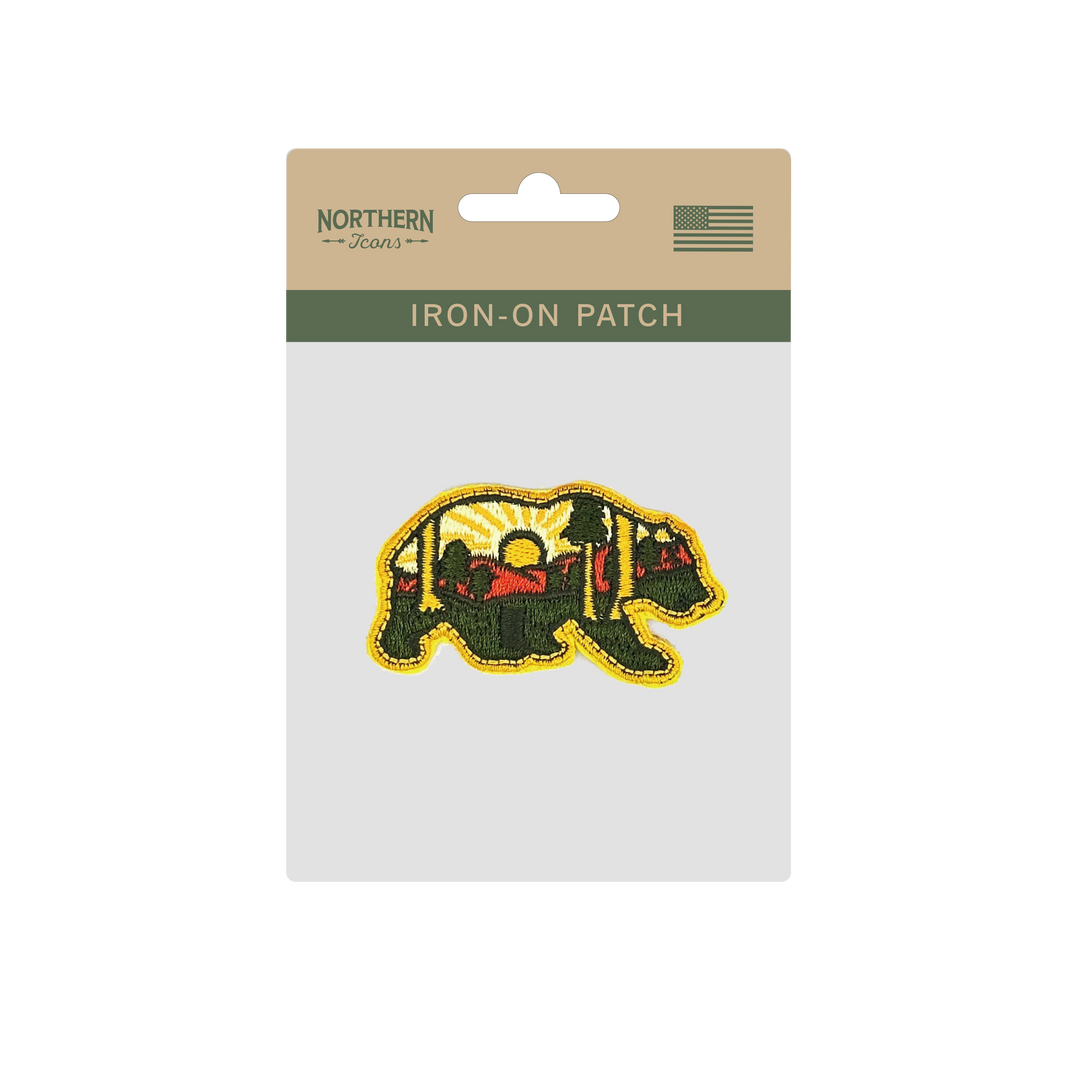 Sunset Bear Forest Iron On Embroidery Patch