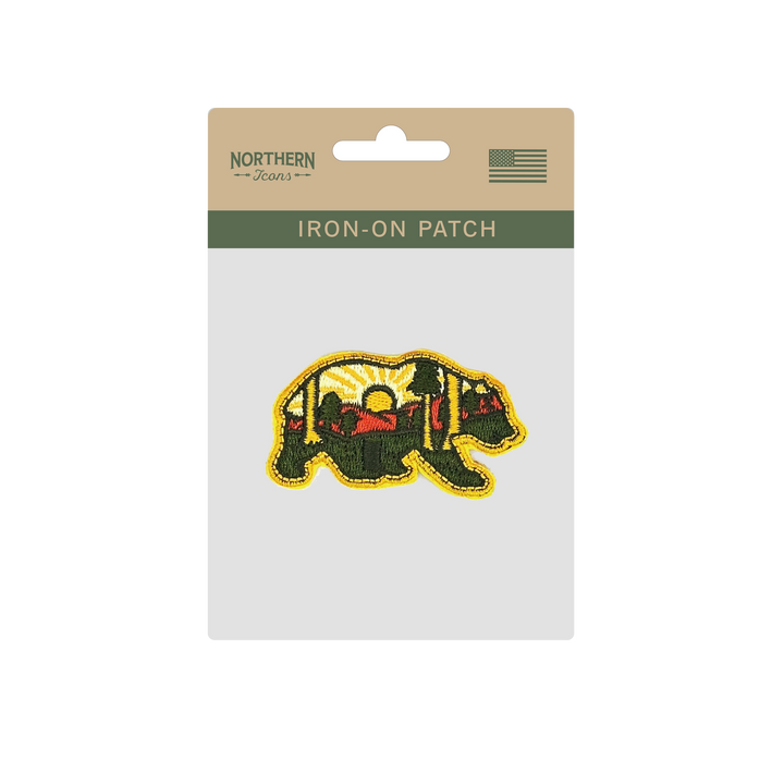 Sunset Bear Forest Iron On Embroidery Patch