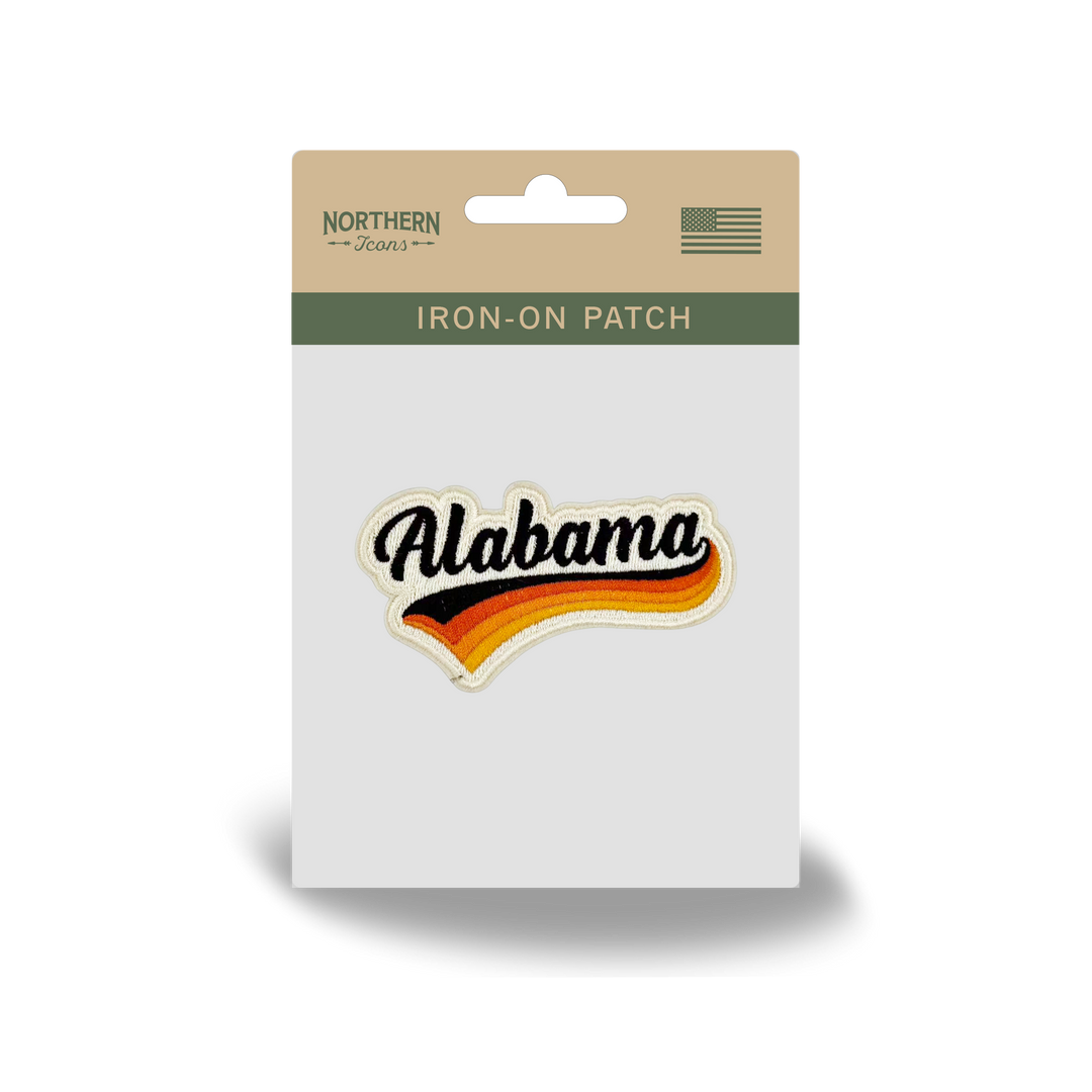 Alabama Vintage Script Embroidered Patch Retro Western State Travel Souvenir Iron-On Patch