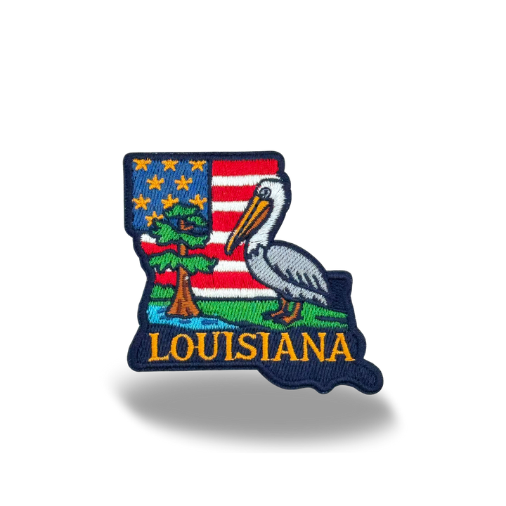Louisiana State Embroidered Patch State Shape Pelican Heritage Patch