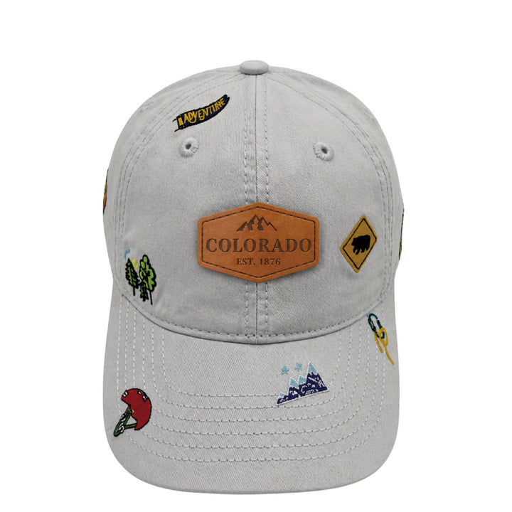 Colorado State Icons Embroidered Baseball Cap – Vintage Travel Souvenir Hat