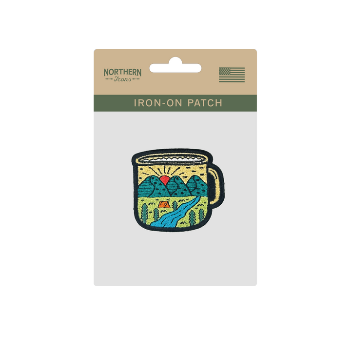Campfire Mug Scenic Iron On Embroidery Patch
