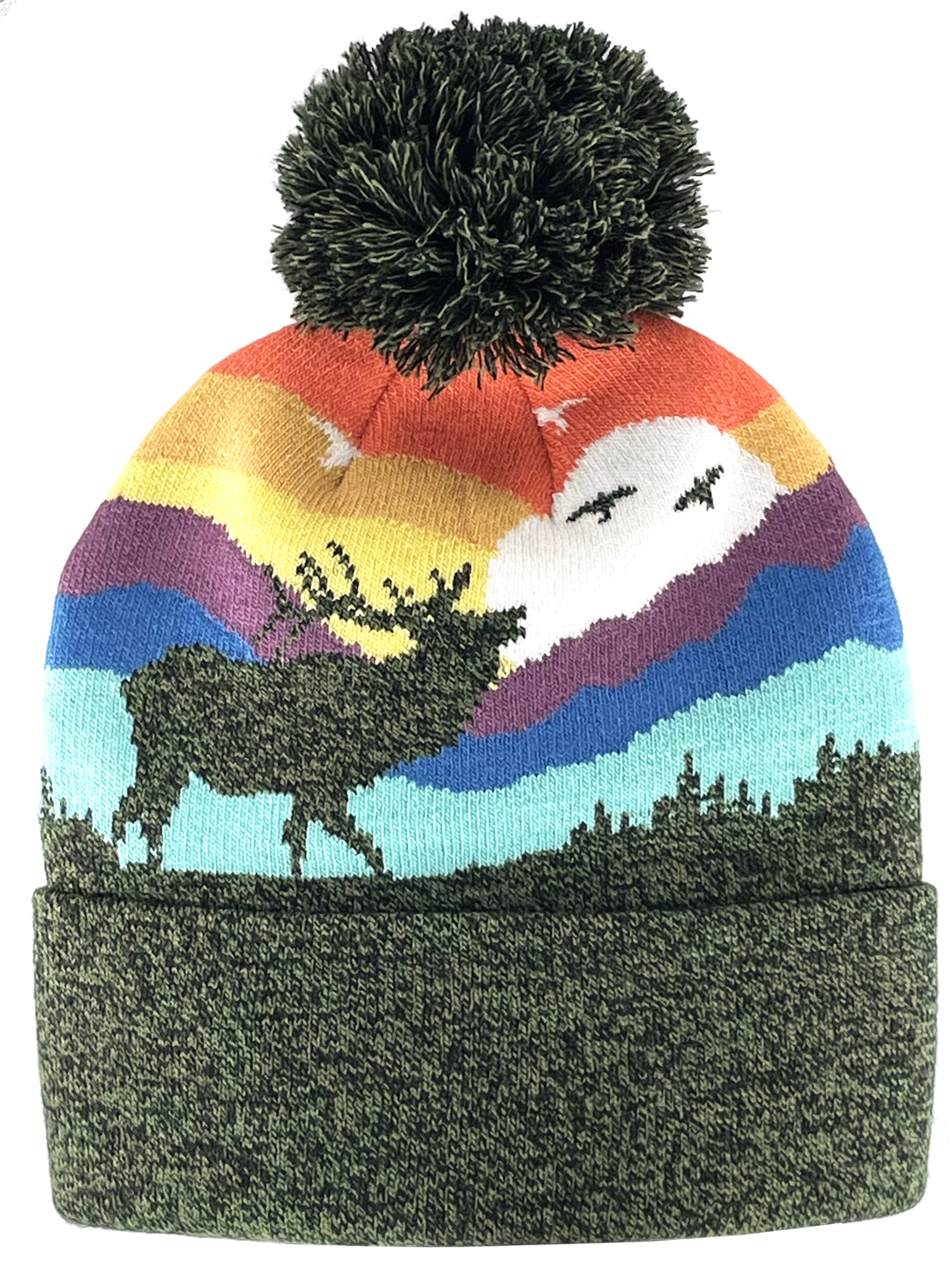 Kid Elk Pom Beanie Warm Winter Knit Hat for Outdoor Adventure