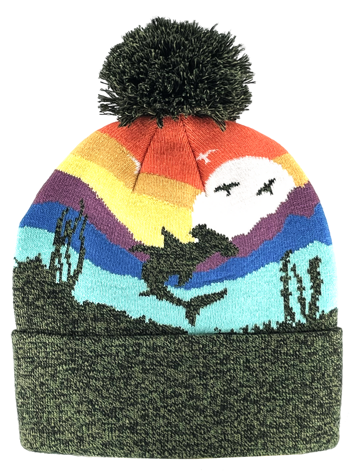 Kid Shark Pom Beanie Warm Winter Knit Hat for Ocean Adventure