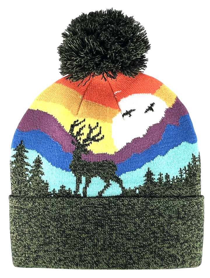 Kid Deer Pom Beanie Warm Winter Knit Hat for Outdoor Adventure
