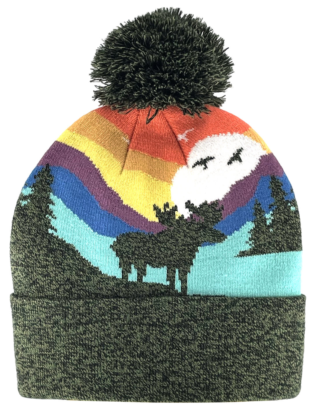 Kid Moose Pom Beanie Warm Winter Knit Hat for Outdoor Adventure