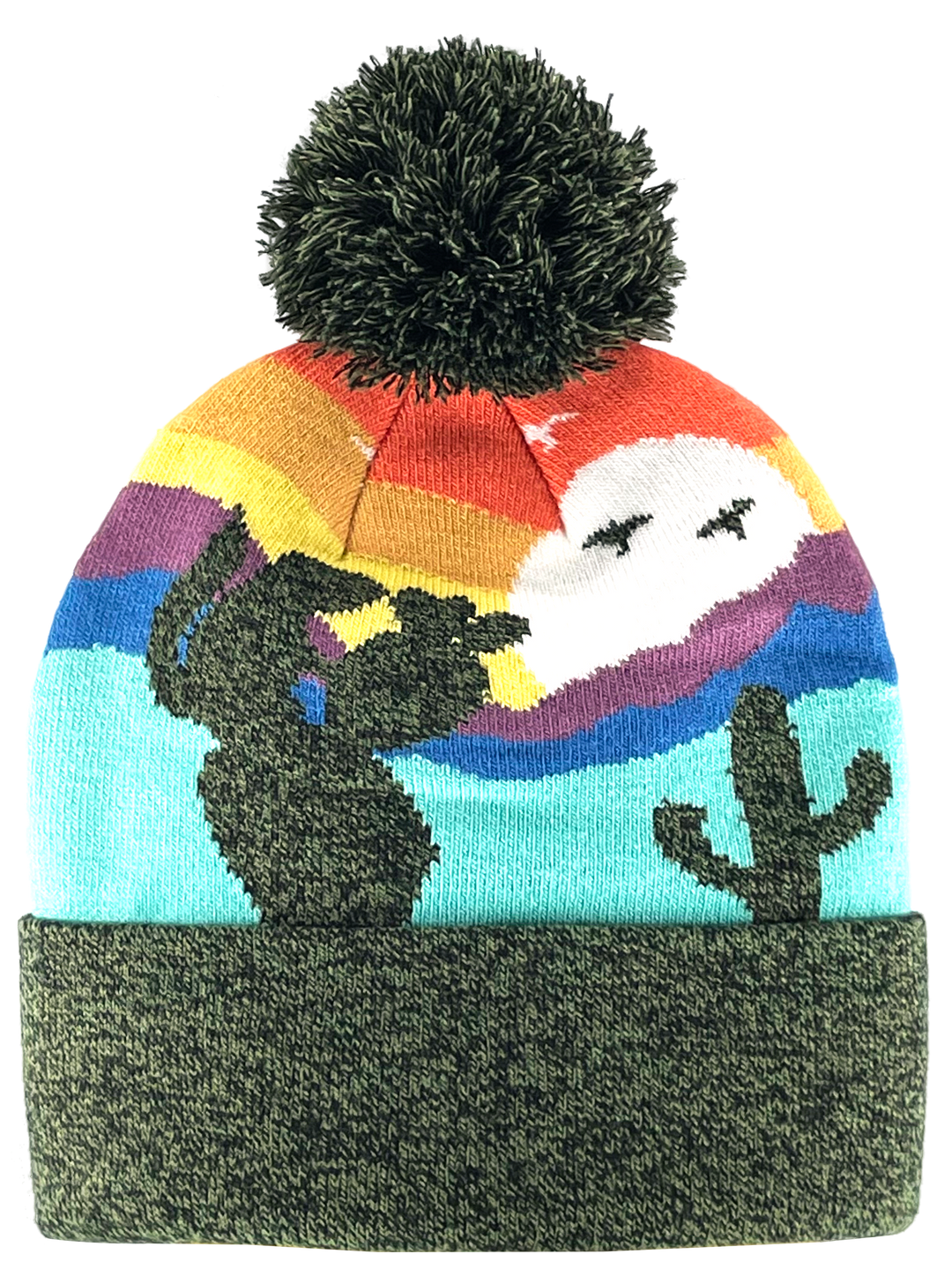 Kid Cactus Pom Beanie Warm Winter Knit Hat for Outdoor Adventure