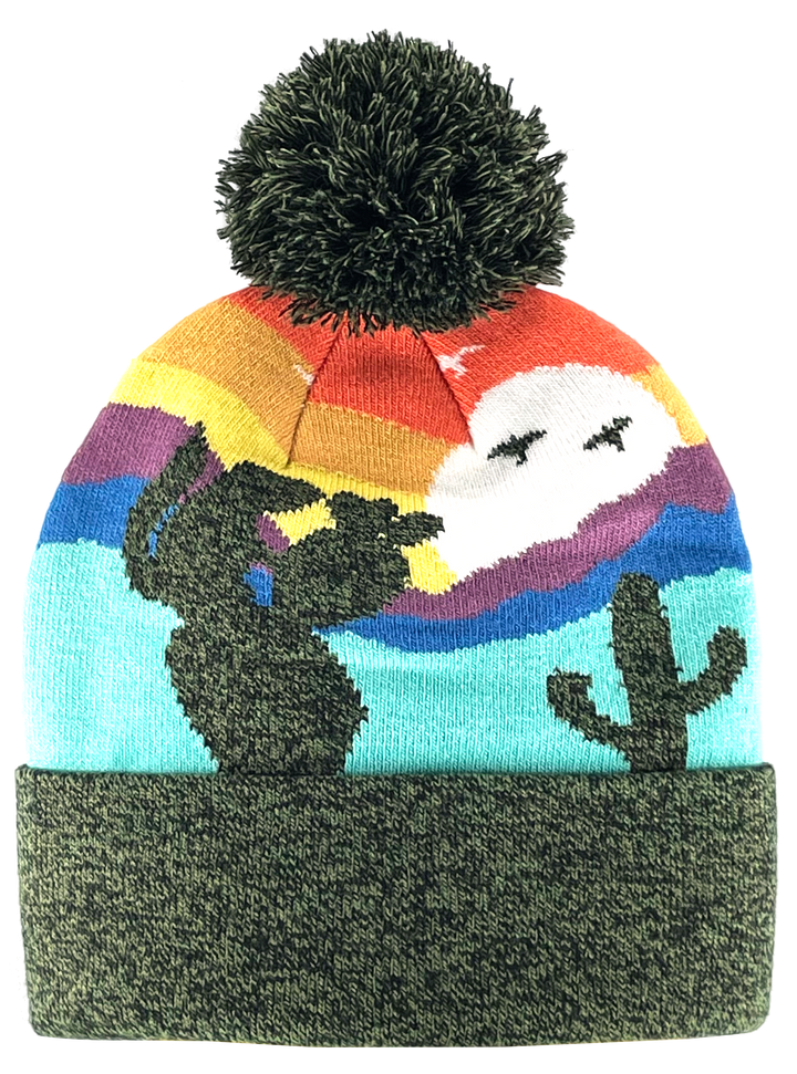 Kid Cactus Pom Beanie Warm Winter Knit Hat for Outdoor Adventure