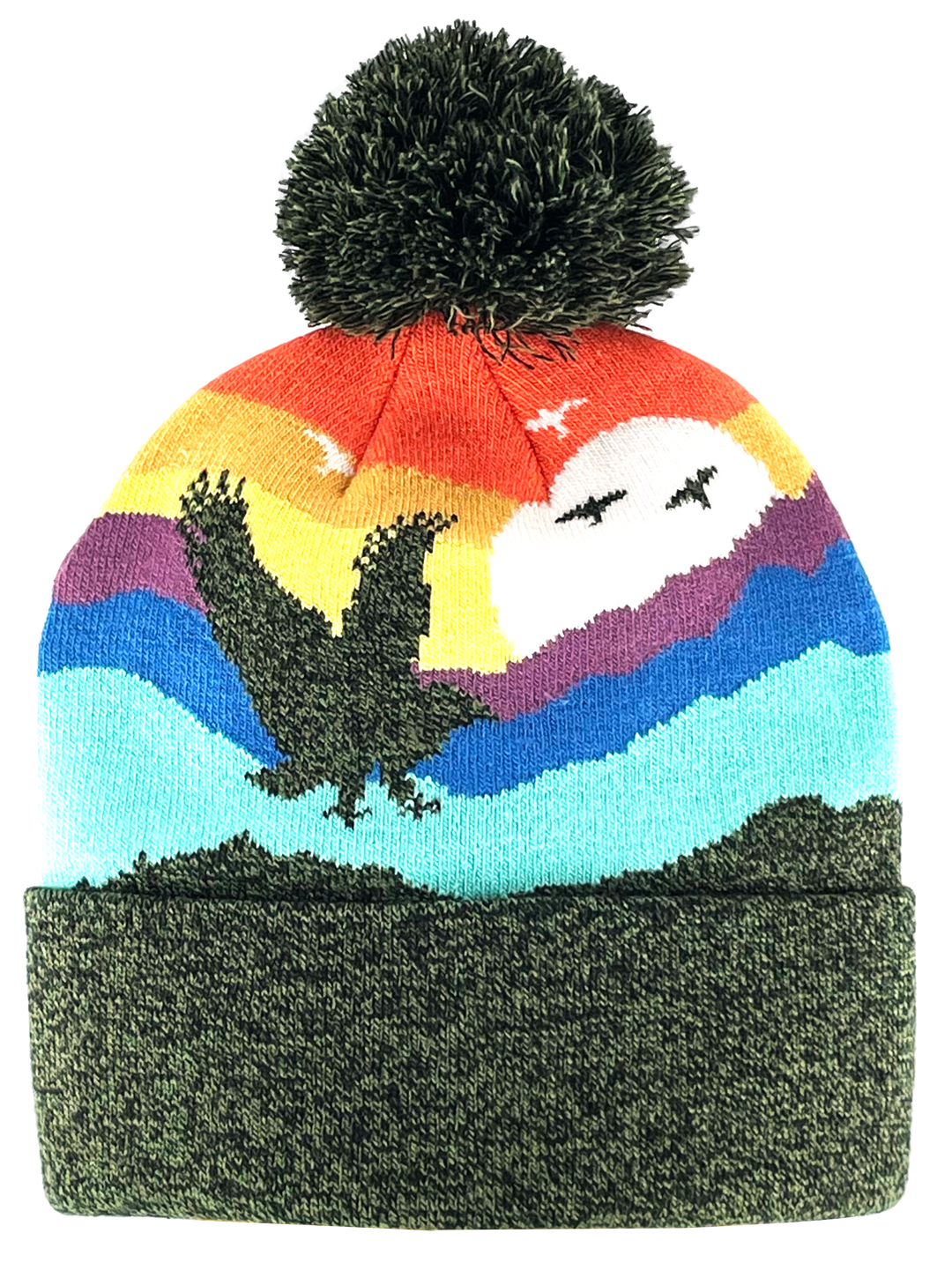Kid Eagle Pom Beanie Warm Winter Knit Hat for Outdoor Adventure