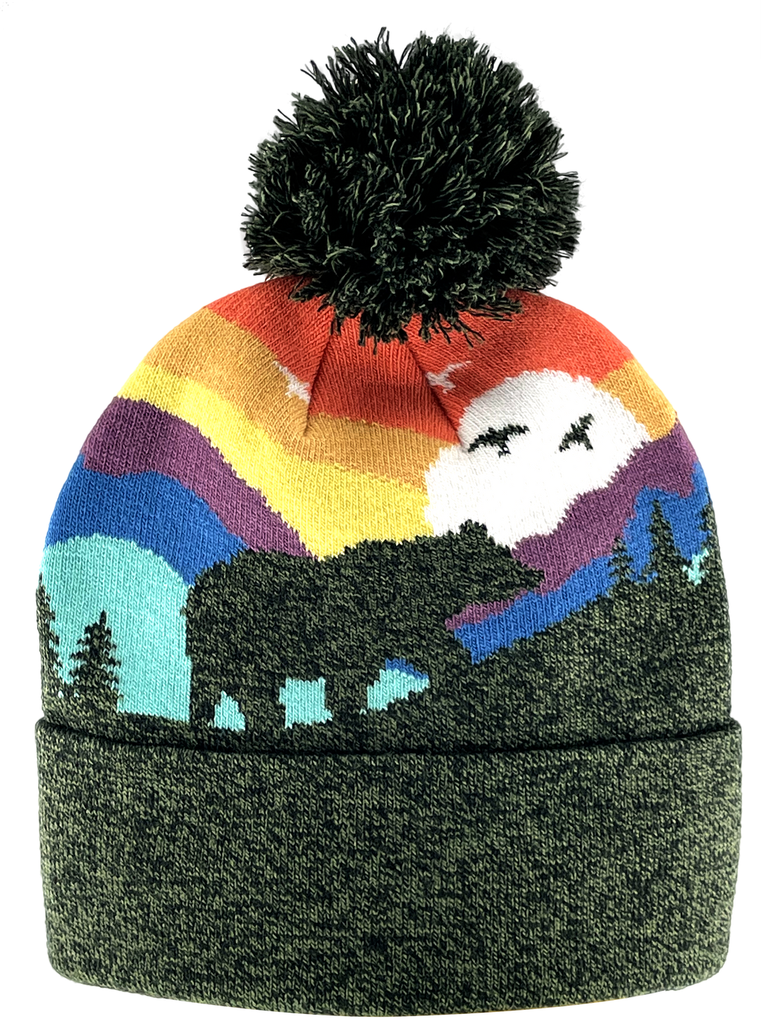 Kid Bear Pom Beanie Warm Winter Knit Hat for Outdoor Adventure