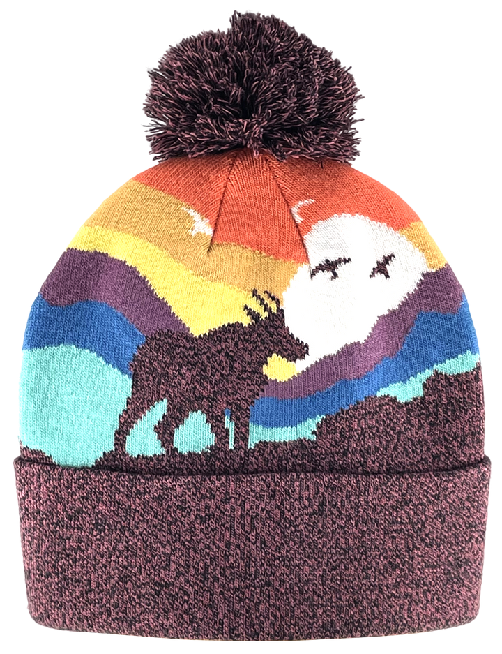 Kid Pronghorn Pom Beanie Warm Winter Knit Hat for Outdoor Adventure