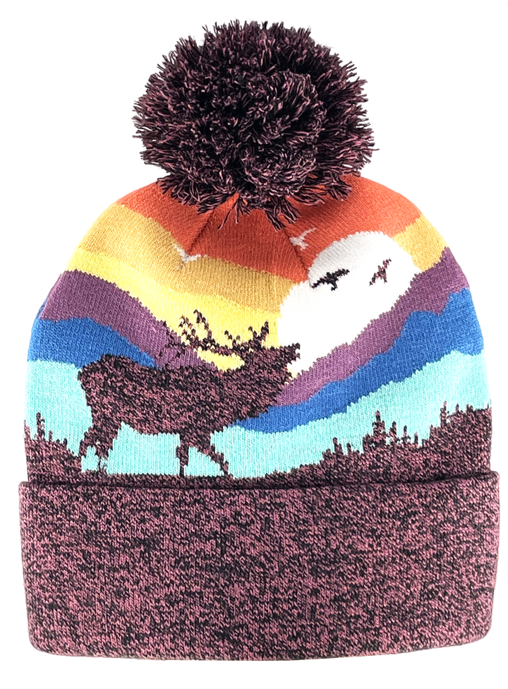 Kid Elk Pom Beanie Warm Winter Knit Hat for Outdoor Adventure