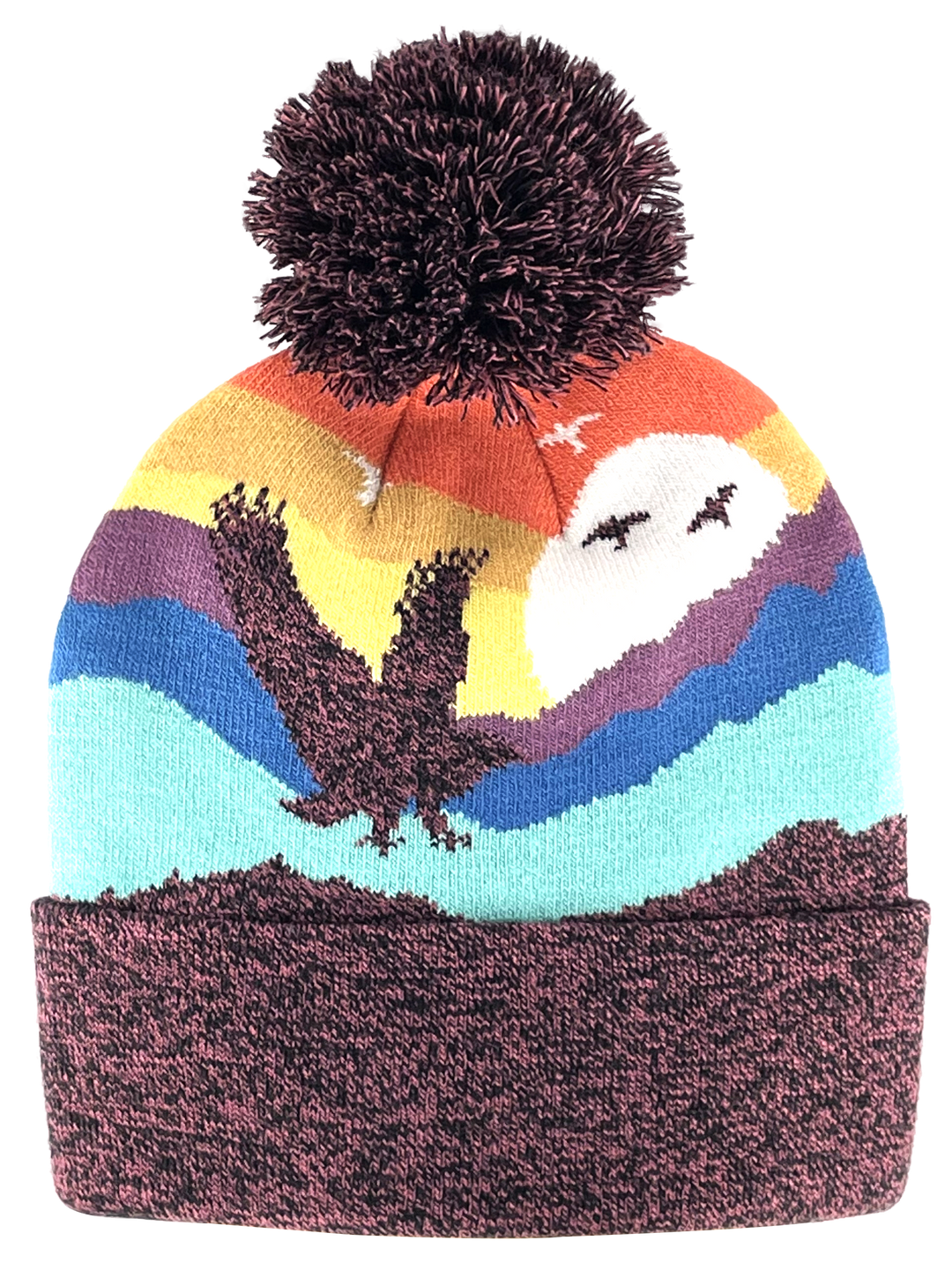 Kid Eagle Pom Beanie Warm Winter Knit Hat for Outdoor Adventure