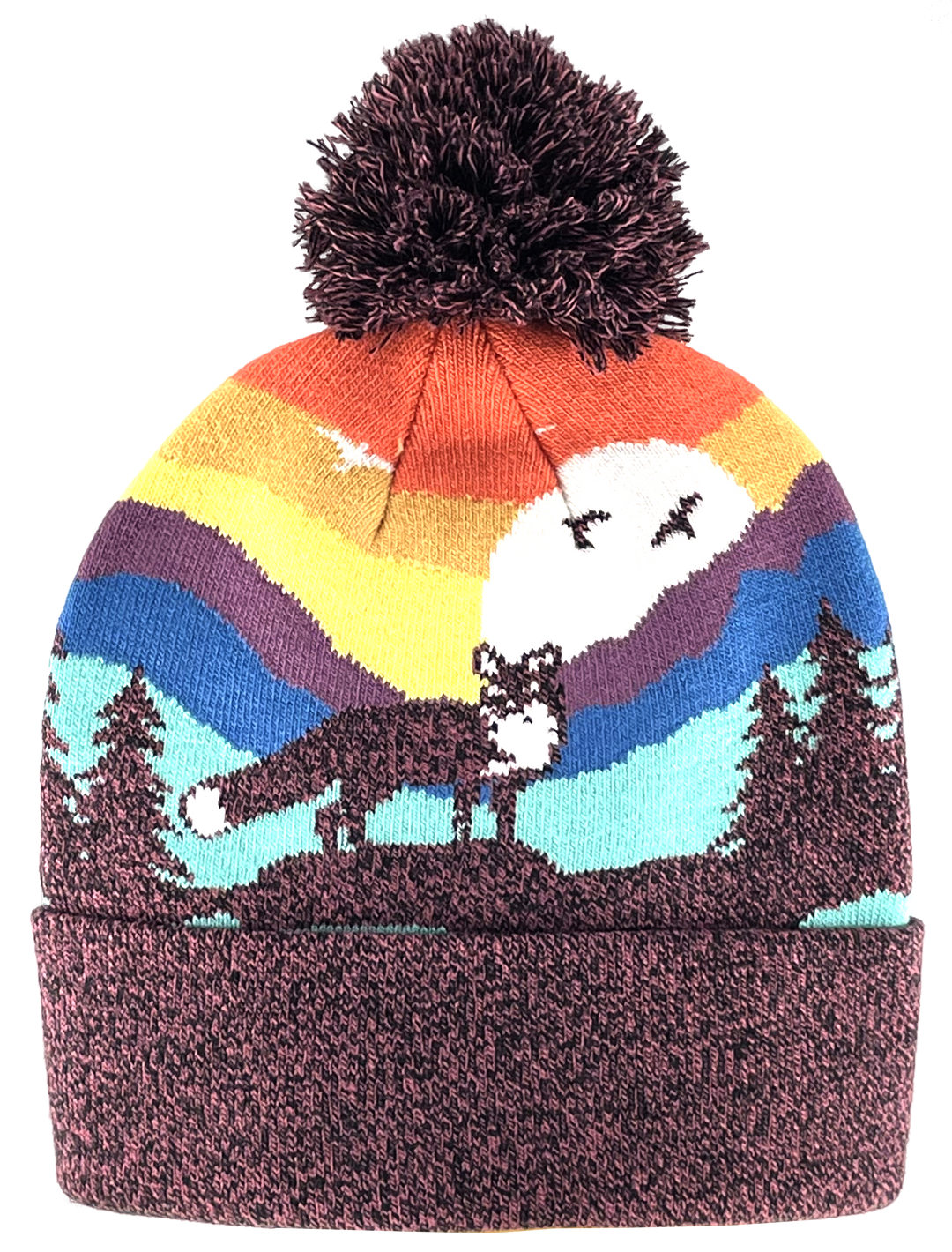 Kid Fox Pom Beanie Warm Winter Knit Hat for Outdoor Adventure