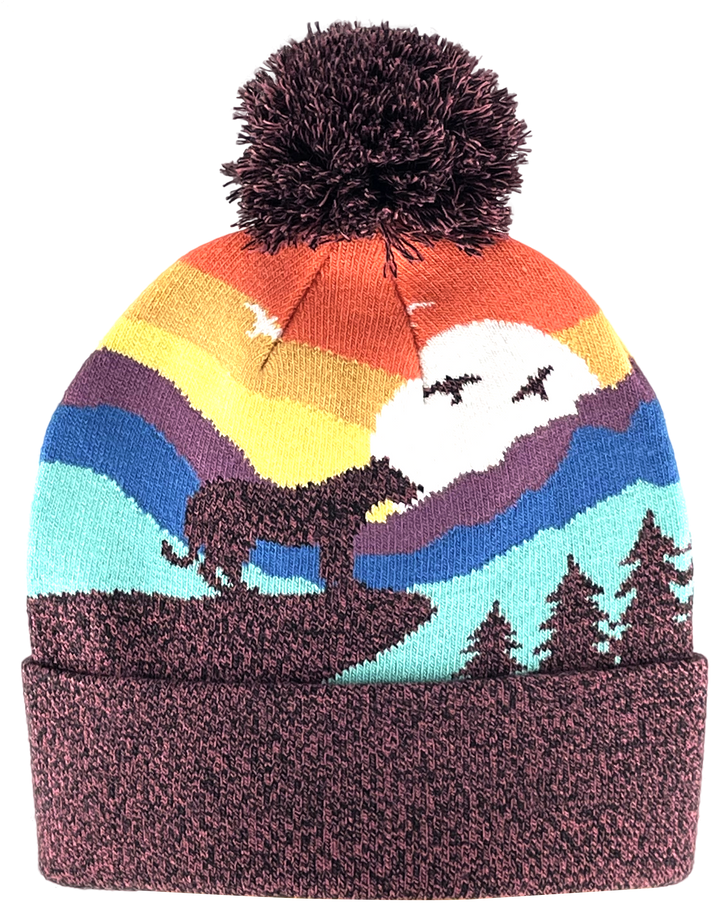 Kid Cheetah Pom Beanie Warm Winter Knit Hat for Outdoor Adventure