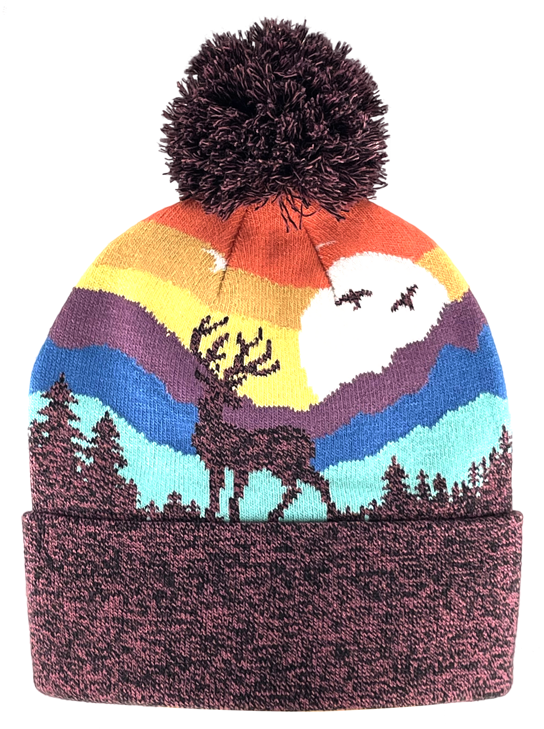 Kid Deer Pom Beanie Warm Winter Knit Hat for Outdoor Adventure