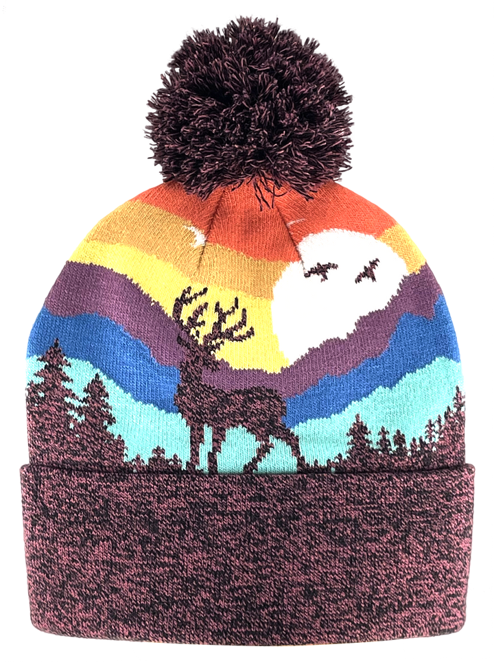 Kid Deer Pom Beanie Warm Winter Knit Hat for Outdoor Adventure