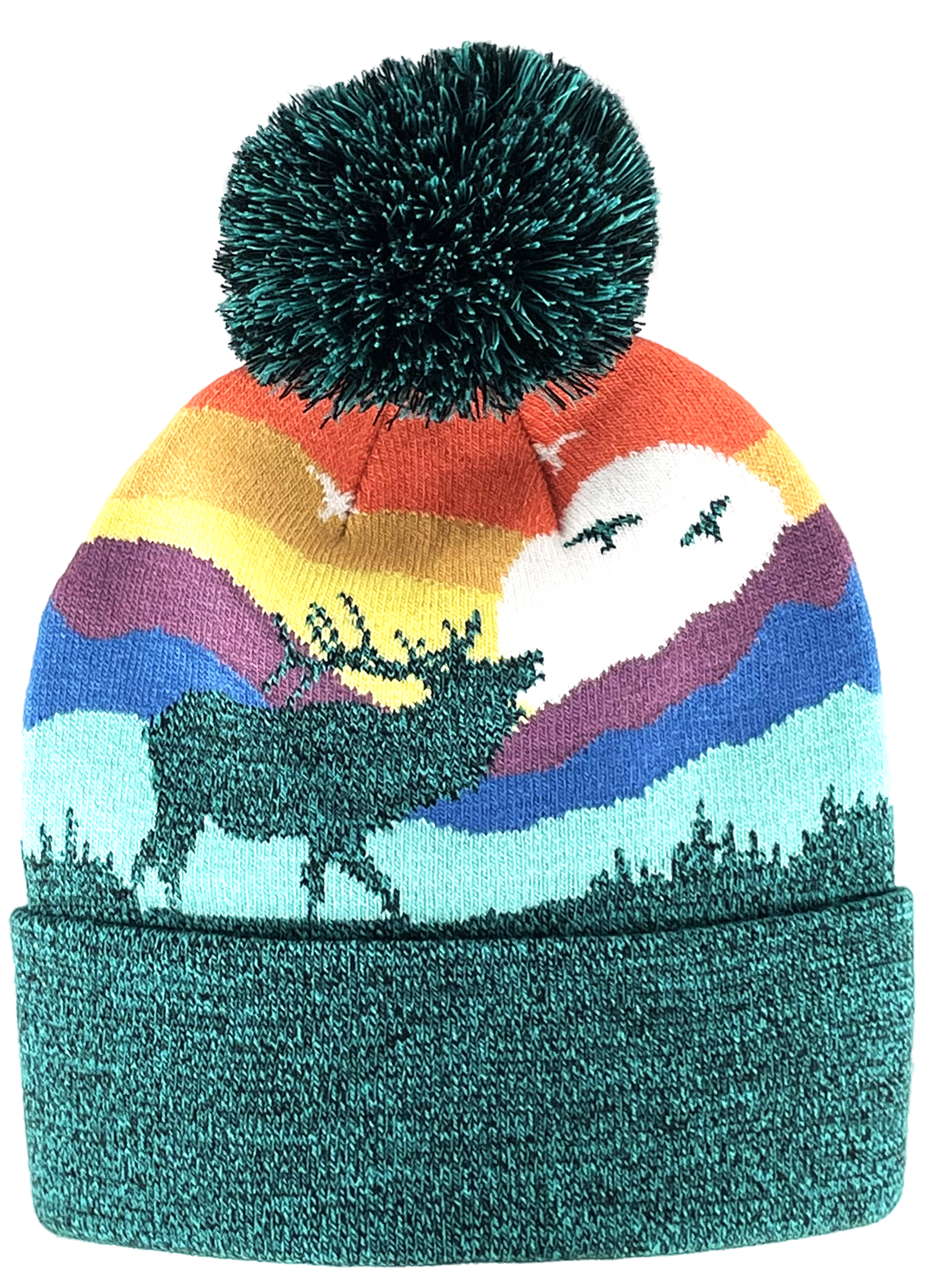 Kid Elk Pom Beanie Warm Winter Knit Hat for Outdoor Adventure