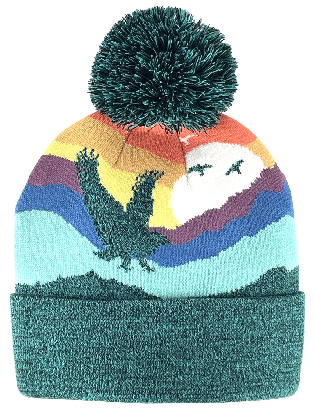 Kid Eagle Pom Beanie Warm Winter Knit Hat for Outdoor Adventure