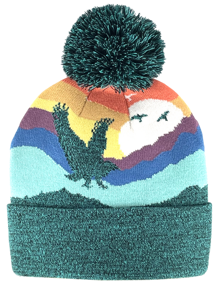 Kid Eagle Pom Beanie Warm Winter Knit Hat for Outdoor Adventure