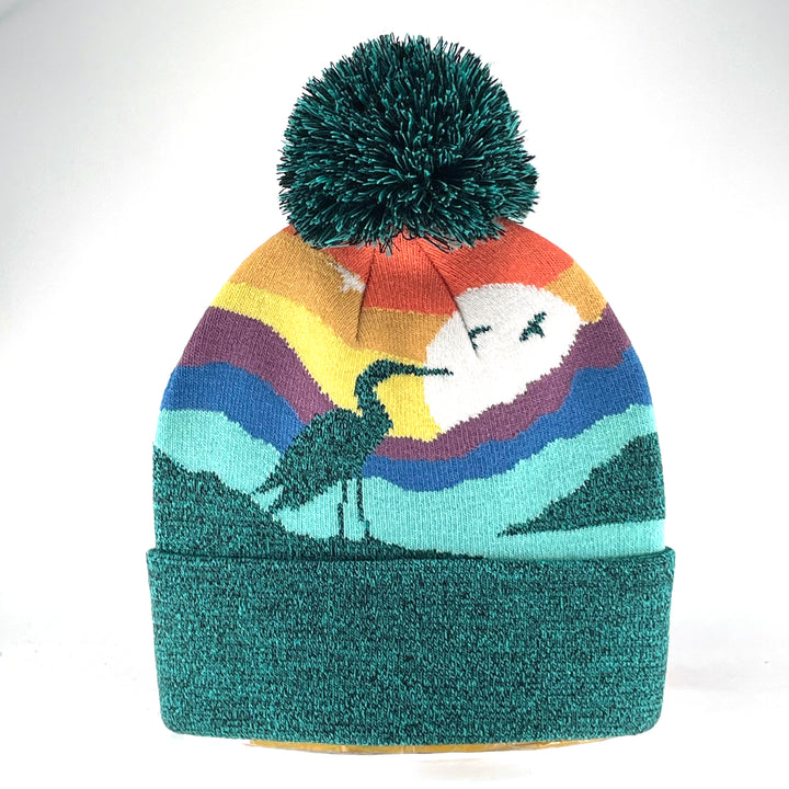 Great Blue Heron Kids Beanie Hat – Colorful Knit Winter Hat for Nature Lovers