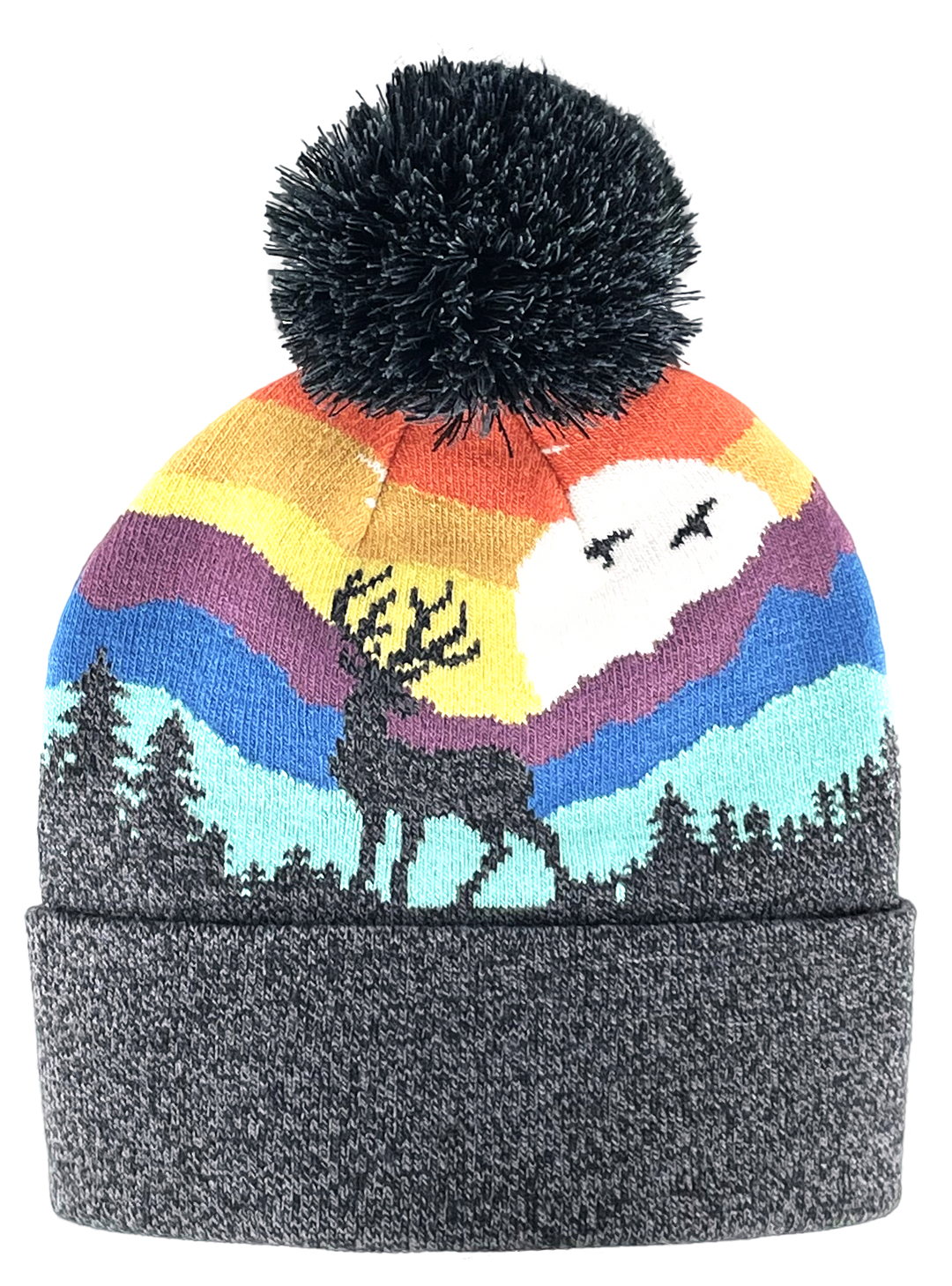 Kid Deer Pom Beanie Warm Winter Knit Hat for Outdoor Adventure