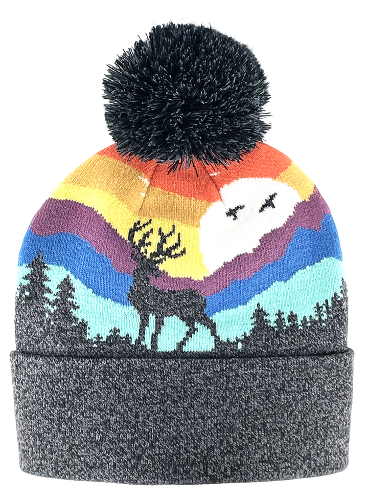 Kid Deer Pom Beanie Warm Winter Knit Hat for Outdoor Adventure