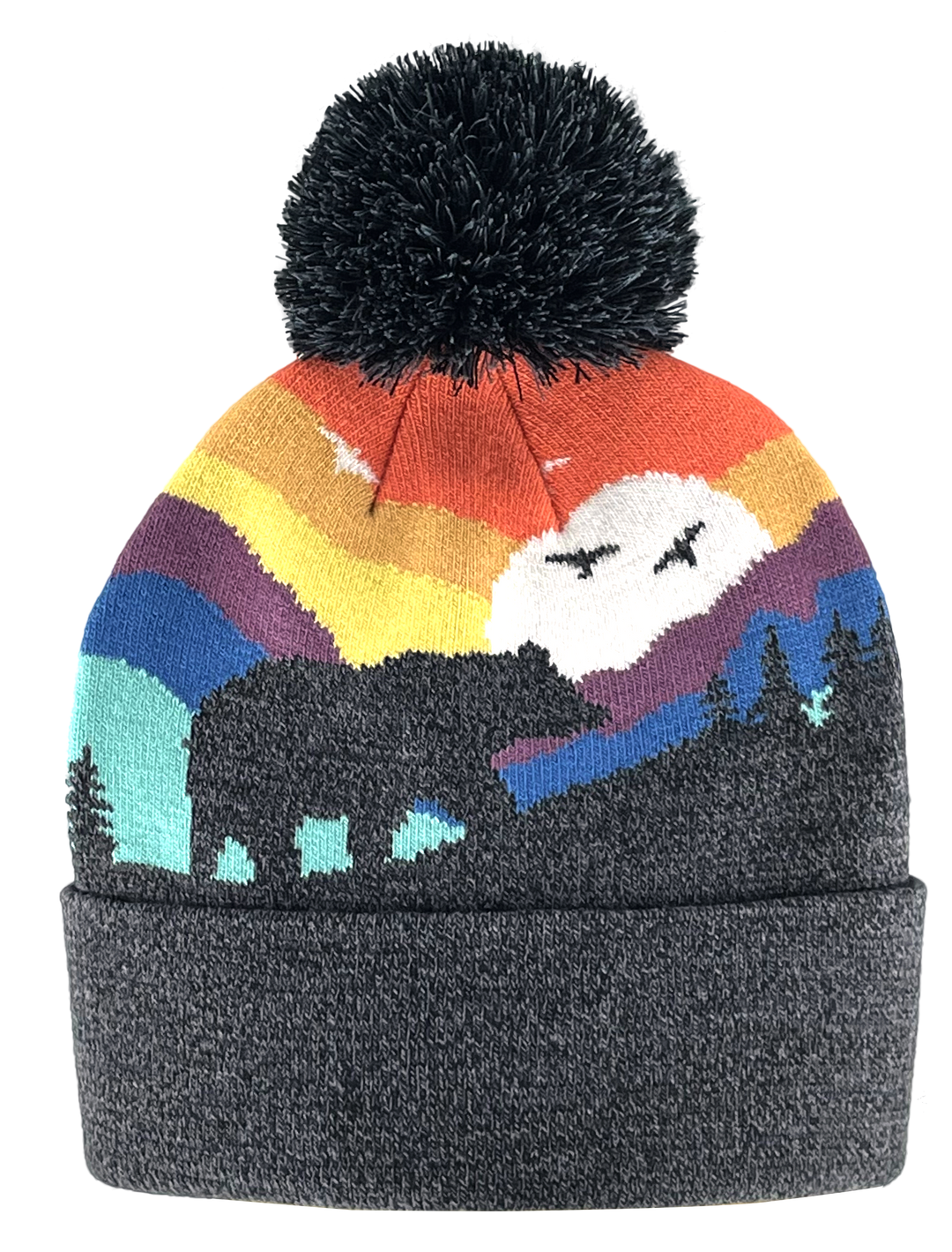 Kid Bear Pom Beanie Warm Winter Knit Hat for Outdoor Adventure