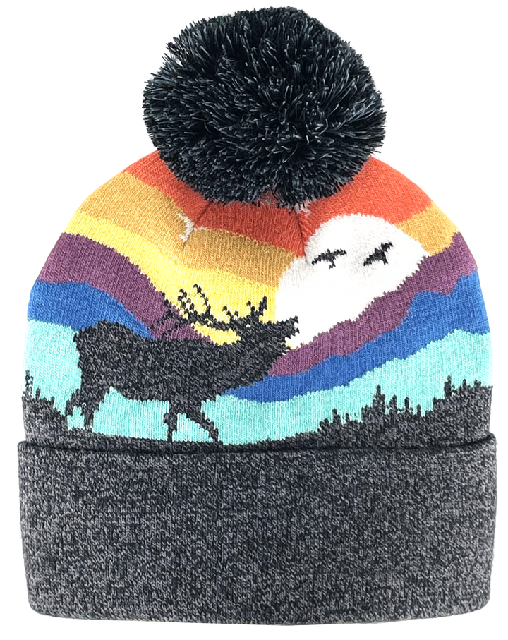 Kid Elk Pom Beanie Warm Winter Knit Hat for Outdoor Adventure