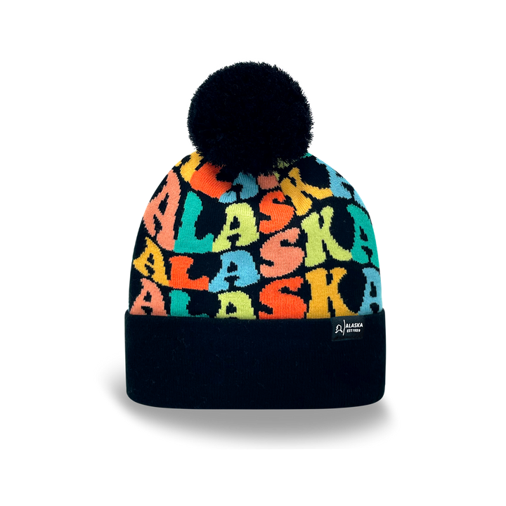 ALASKA Colorful Pom Pom Beanie - Warm Knitted Winter Hat