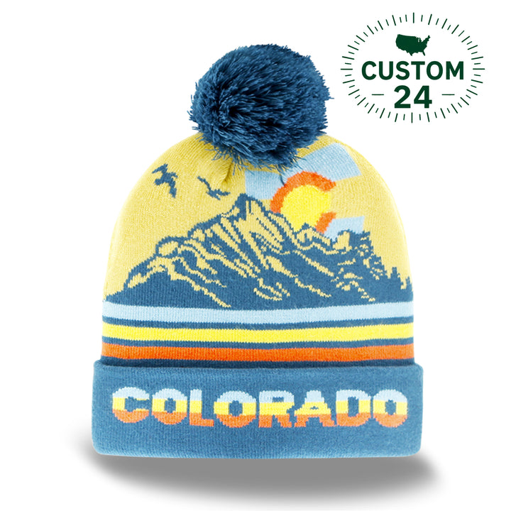 Colorado Rockies Mountain Knit Pom Beanie Souvenir Winter Travel Hat