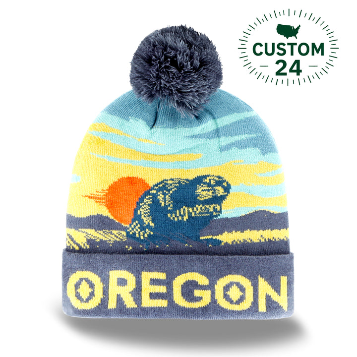 Oregon Beaver Knit Beanie Hat with Pom Pom Winter Souvenir