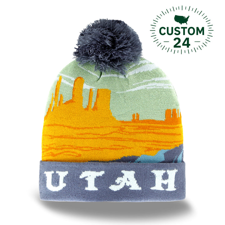 Utah Desert Landscape Knit Beanie Hat with Pom Pom Winter Souvenir