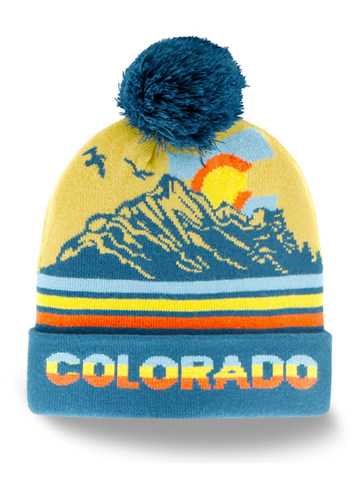 Colorado Rockies Mountain Knit Pom Beanie Souvenir Winter Travel Hat