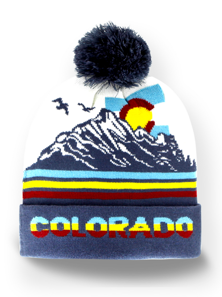 Colorado Rockies Mountain Knit Pom Beanie Souvenir Winter Travel Hat