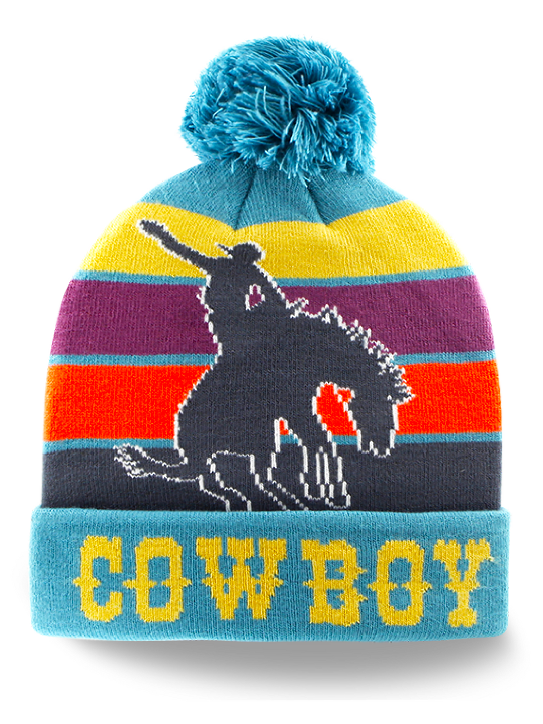 Cowboy Western Adventure Knit Beanie Pom Winter Hat for Travelers
