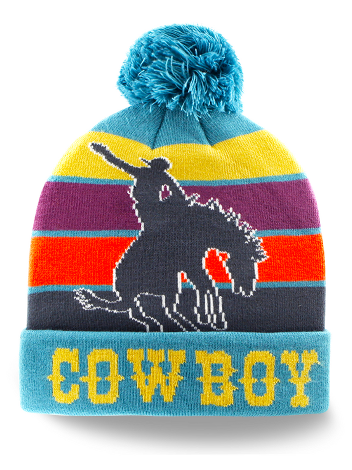 Cowboy Western Adventure Knit Beanie Pom Winter Hat for Travelers