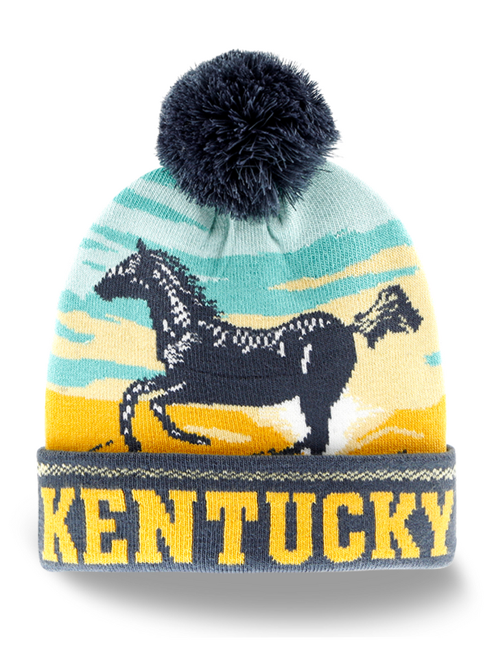 Kentucky Horse Adventure Knit Pom Beanie Souvenir Warm Winter Cap