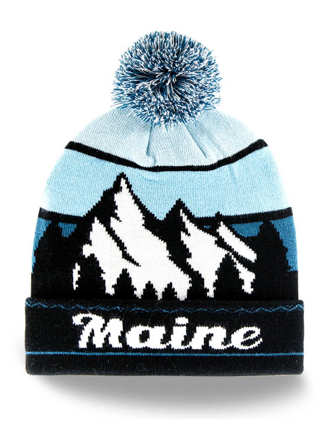 Maine Mountain Sunset Knit Beanie with Pom Pom Winter Hat