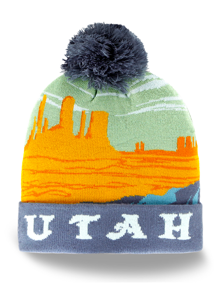 Utah Desert Landscape Knit Beanie Hat with Pom Pom Winter Souvenir
