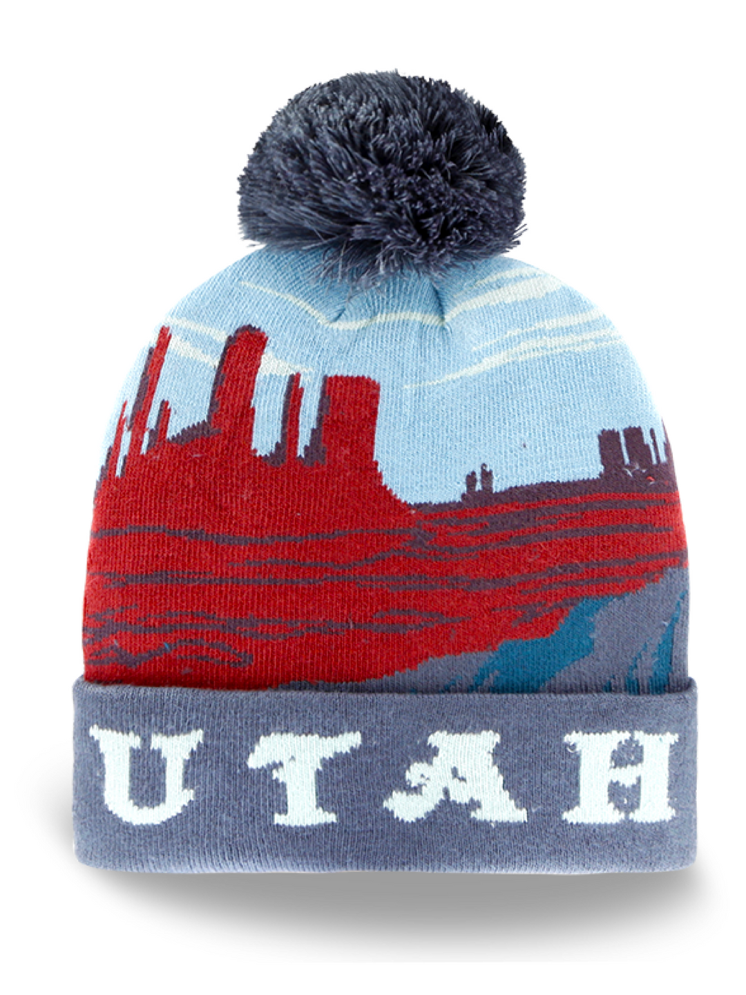 Utah Desert Landscape Knit Beanie Hat with Pom Pom Winter Souvenir