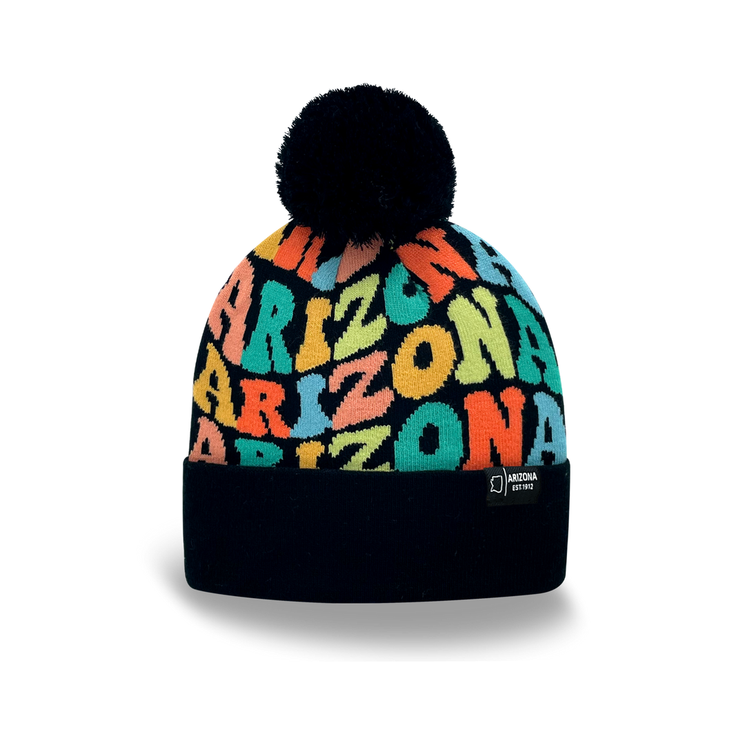 ARIZONA Colorful Pom Pom Beanie - Warm Knitted Winter Hat