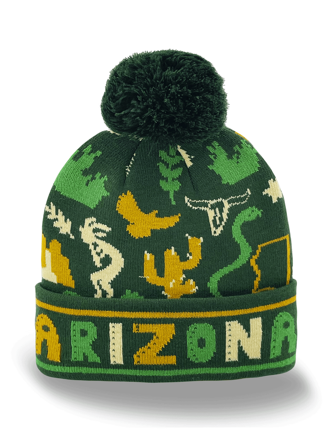 Arizona Knit Beanie Winter Hat with Pom Pom | Desert Southwest Souvenir Gift