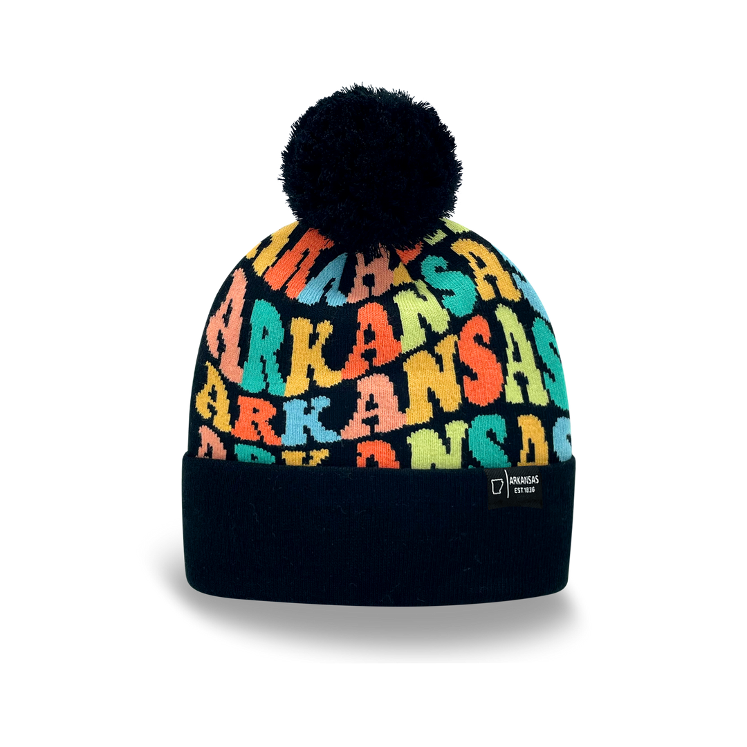 ARKANSAS Colorful Pom Pom Beanie - Warm Knitted Winter Hat
