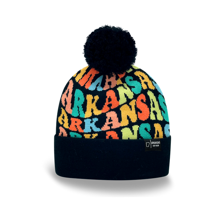 ARKANSAS Colorful Pom Pom Beanie - Warm Knitted Winter Hat