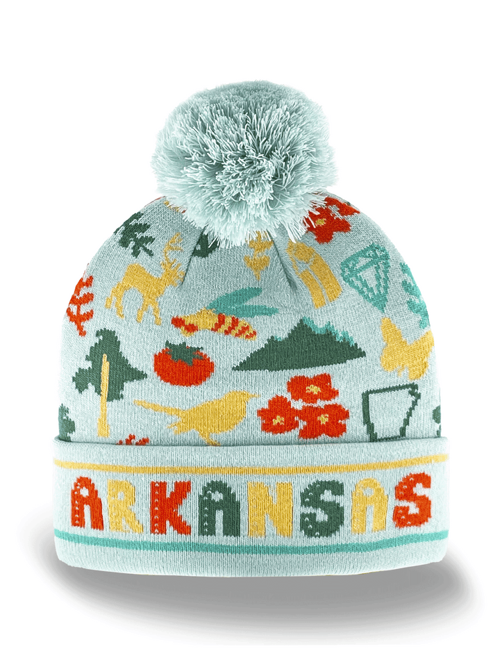 Arkansas State Knit Beanie Hat with Pom Pom | Nature Mountain Travel Gift