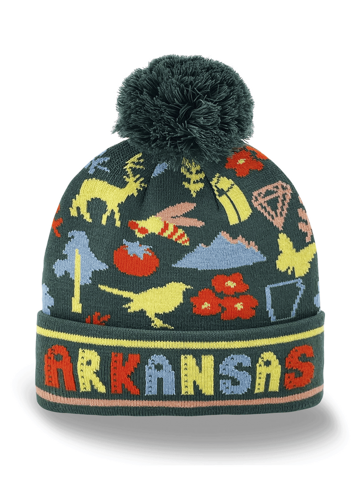 Arkansas State Knit Beanie Hat with Pom Pom | Nature Mountain Travel Gift