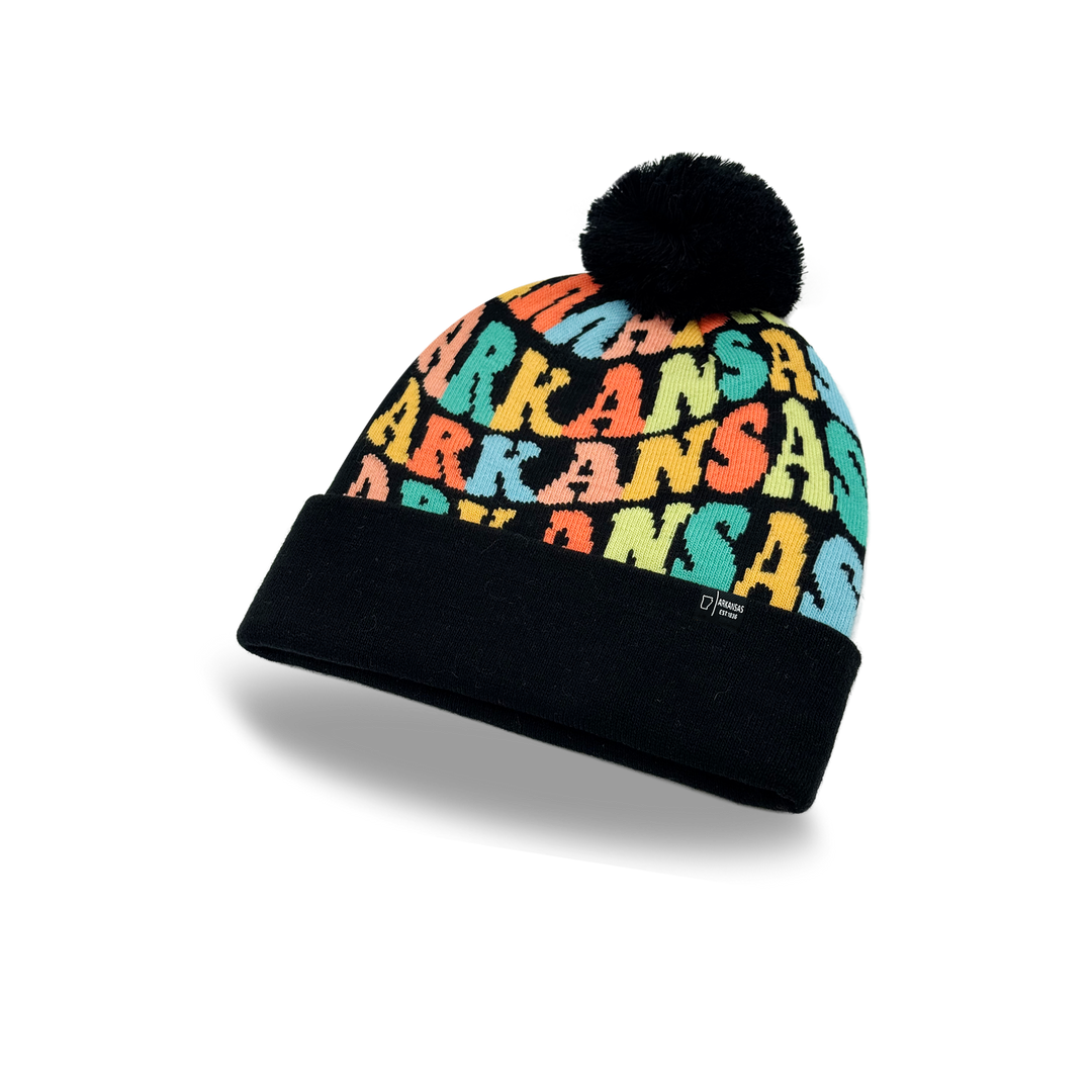 ARKANSAS Colorful Pom Pom Beanie - Warm Knitted Winter Hat