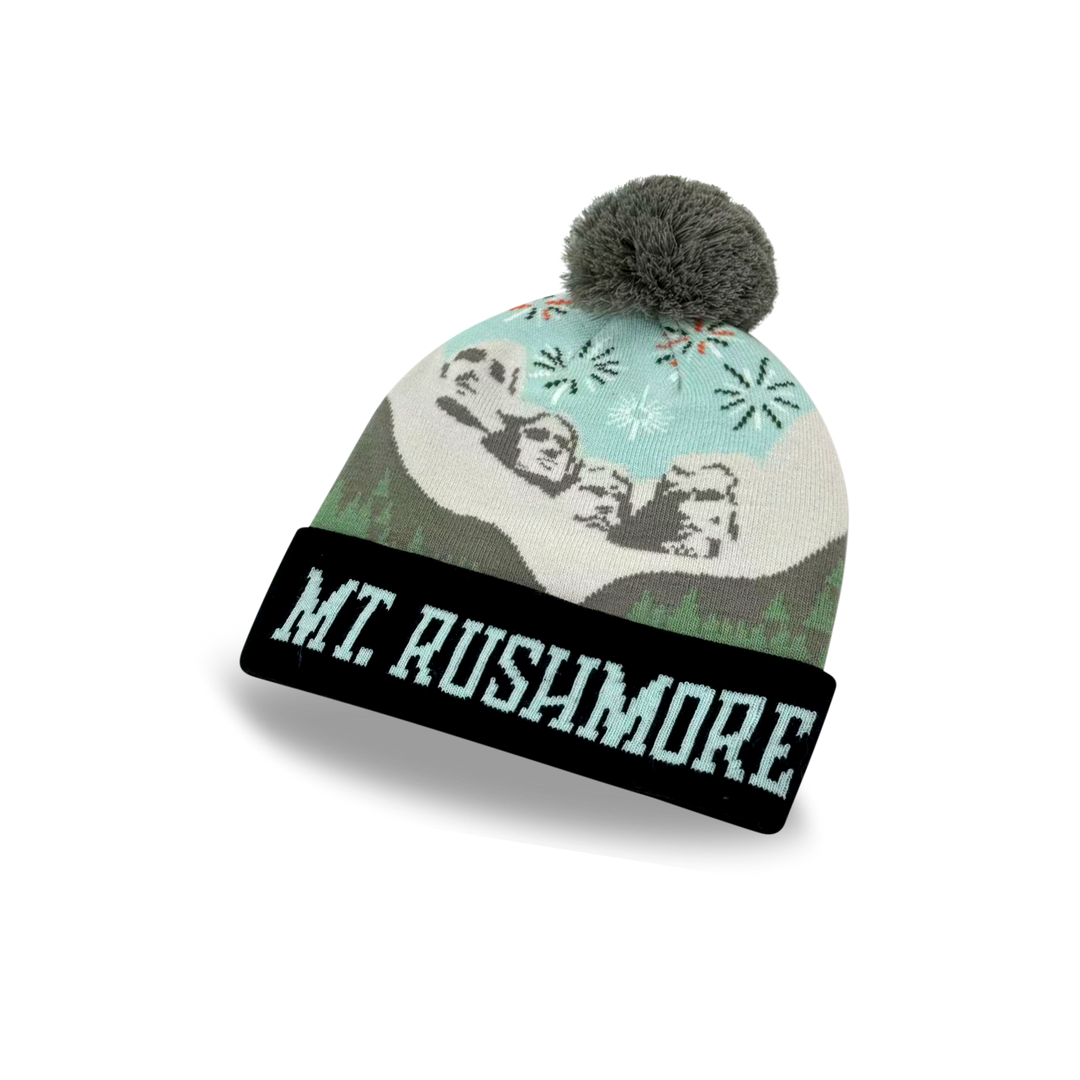 Mt. Rushmore Snowflake Knit Pom Pom Beanie – South Dakota Winter Hat
