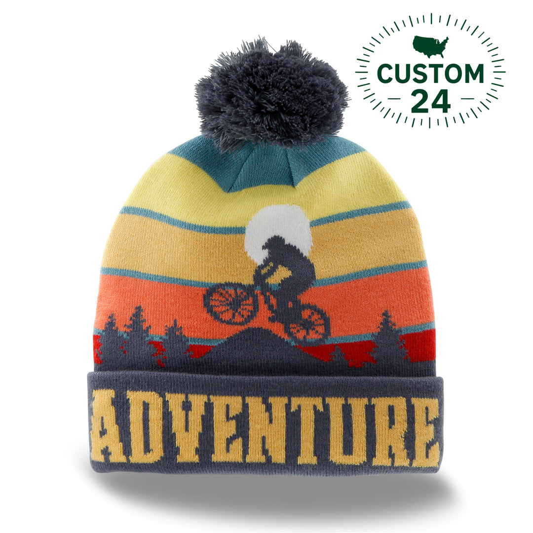 Adventure Beanie Knit Winter Hat with Pom Pom for Cycling Hiking Outdoor Sports